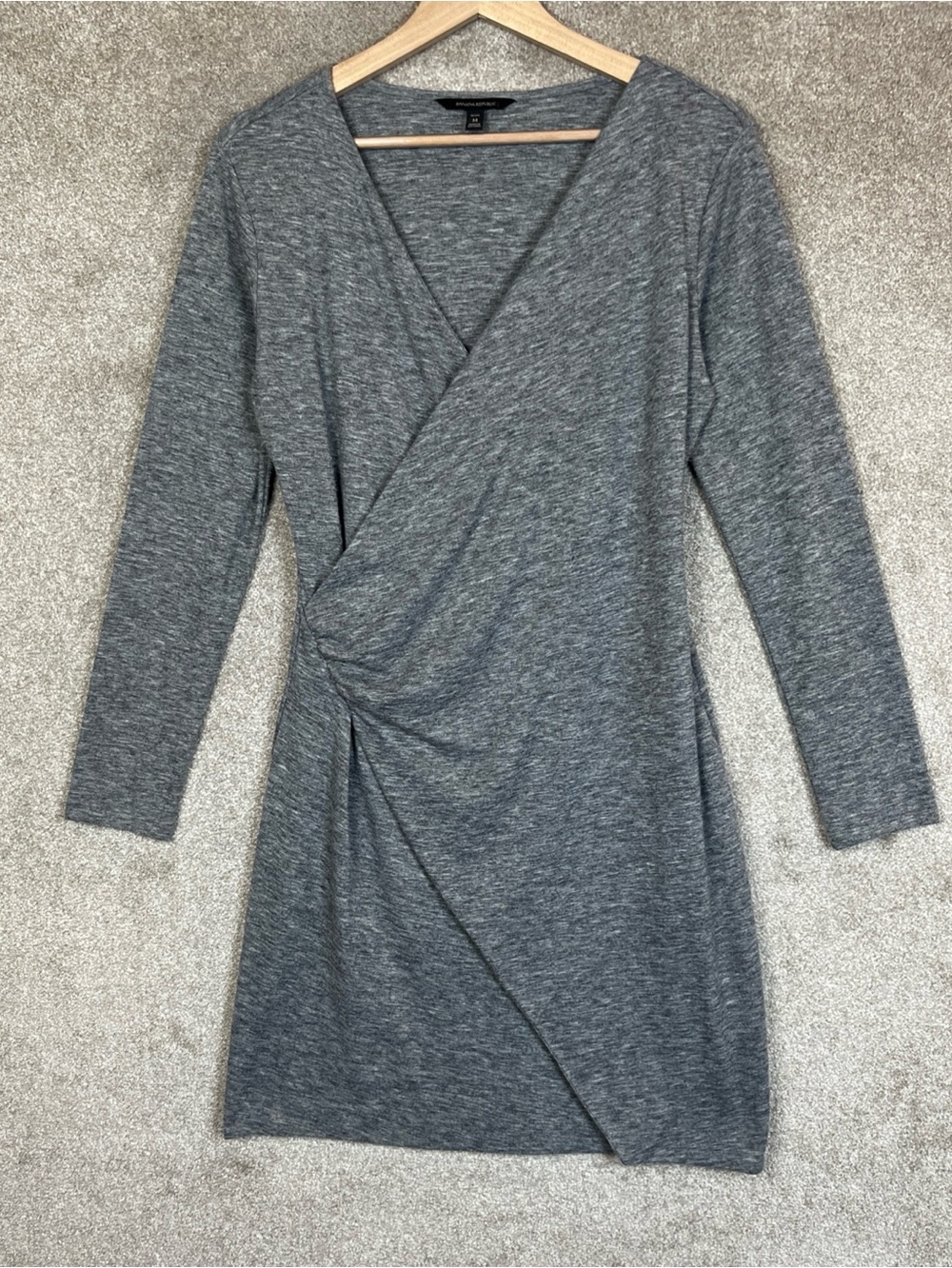 Banana Republic Dress Womens Medium Petite Gray Long Sleeve Stretch- 5175
